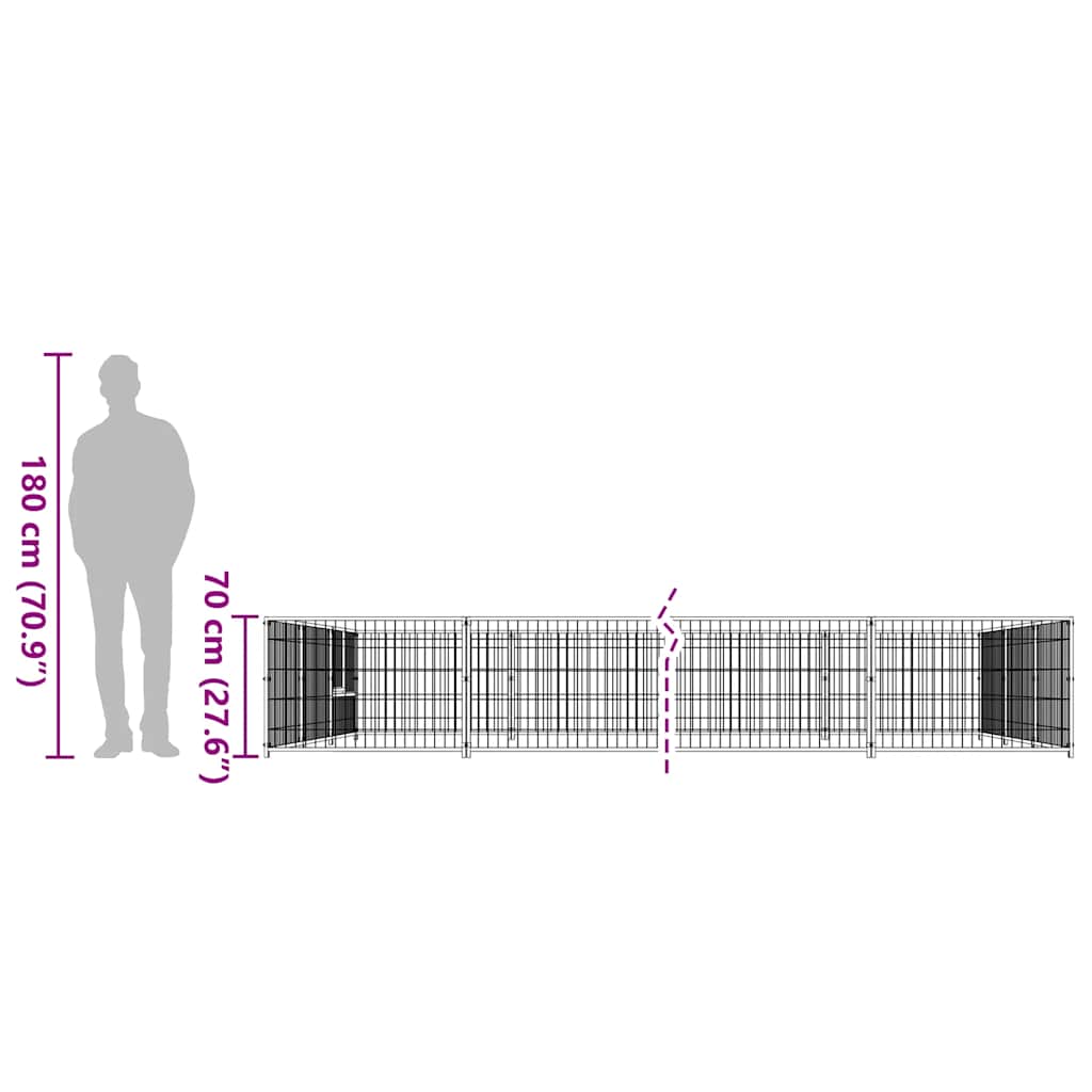 Gabbia per Cani Nera 15 m² in Acciaio 3082129