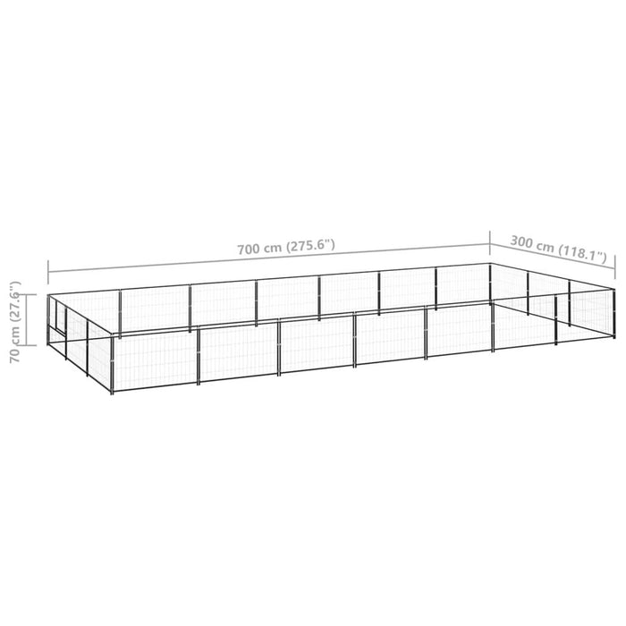 Cuccia da esterno gabbia recinto parco animali cane nero 21 m² acciaio 02_0000509