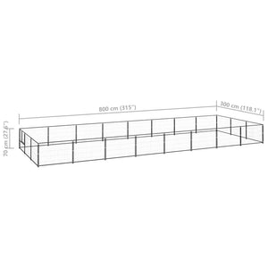 Cuccia da esterno gabbia recinto parco animali cane nero 24 m² acciaio 02_0000511