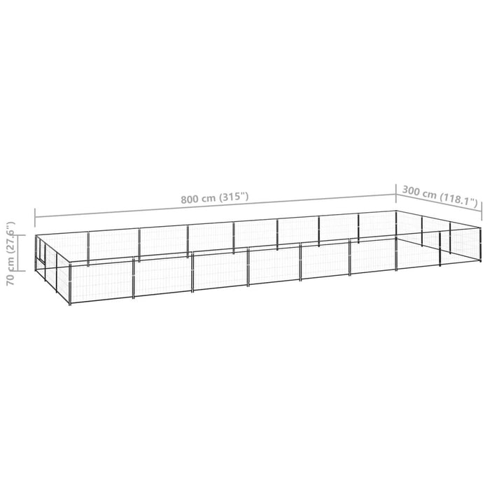 Cuccia da esterno gabbia recinto parco animali cane nero 24 m² acciaio 02_0000511