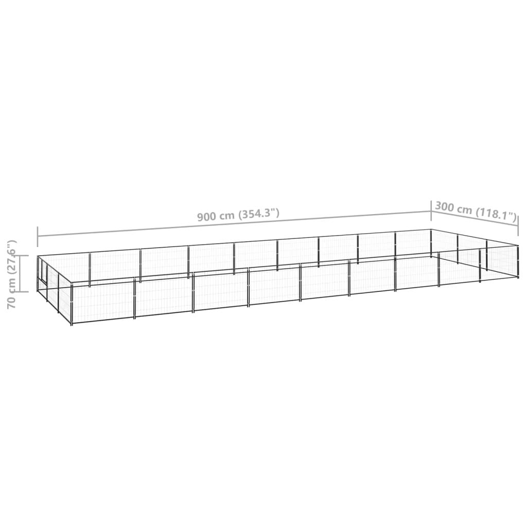 Cuccia da esterno gabbia per cani parco animali nero 27 m² acciaio 02_0000517