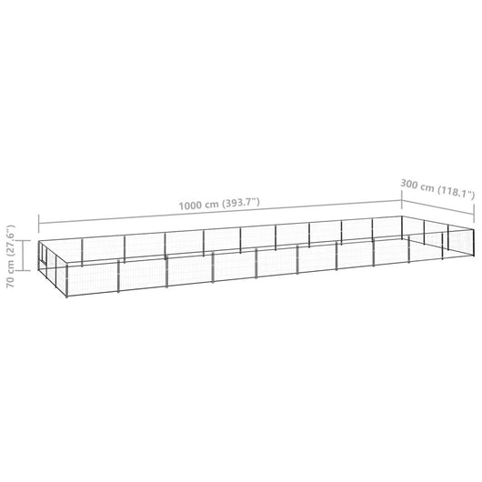 Cuccia da esterno gabbia recinto parco animali cane nero 30 m² acciaio 02_0000520