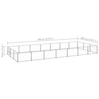 Cuccia da esterno gabbia per cani parco animali argento 21 m² acciaio 02_0000254