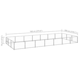 Cuccia da esterno gabbia per cani parco animali argento 21 m² acciaio 02_0000254