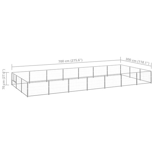 Cuccia da esterno gabbia per cani parco animali argento 21 m² acciaio 02_0000254