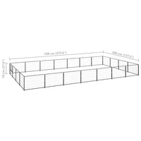 Cuccia da esterno gabbia per cani parco animali nero 28 m² acciaio 02_0000518