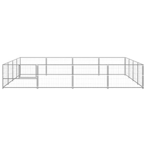 Cuccia da esterno gabbia per cani parco animali argento 16 m² acciaio 02_0000244
