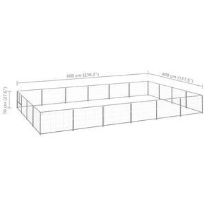 Cuccia da esterno gabbia per cani parco animali argento 24 m² acciaio 02_0000257
