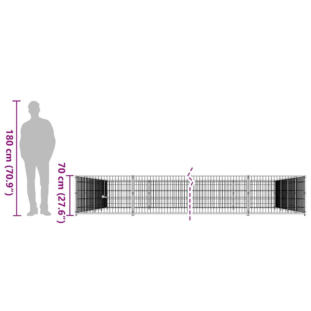 Gabbia per Cani Argento 32 m² in Acciaio 3082154