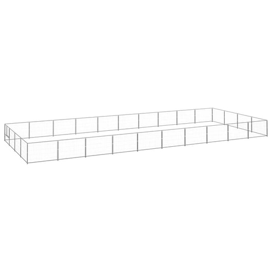 Cuccia da esterno gabbia per cani parco animali argento 40 m² acciaio 02_0000279