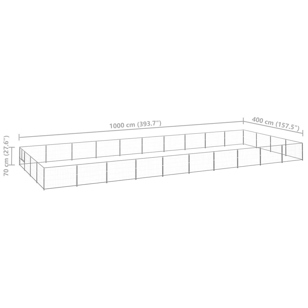 Cuccia da esterno gabbia per cani parco animali argento 40 m² acciaio 02_0000279