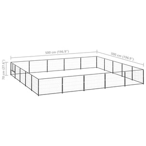 Cuccia da esterno gabbia recinto parco animali cane nero 25 m² acciaio 02_0000513