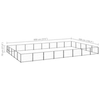 Cuccia da esterno gabbia per cani parco animali 40 m² acciaio nero 02_0000535