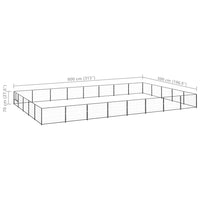 Gabbia per Cani Nera 40 m² in Acciaio