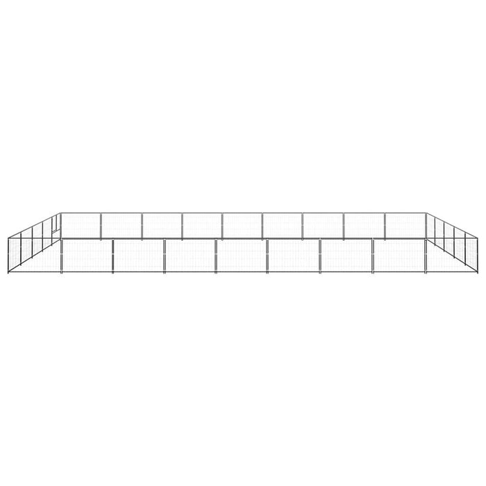 Cuccia da esterno gabbia per cani parco animali nero 45 m² acciaio 02_0000537