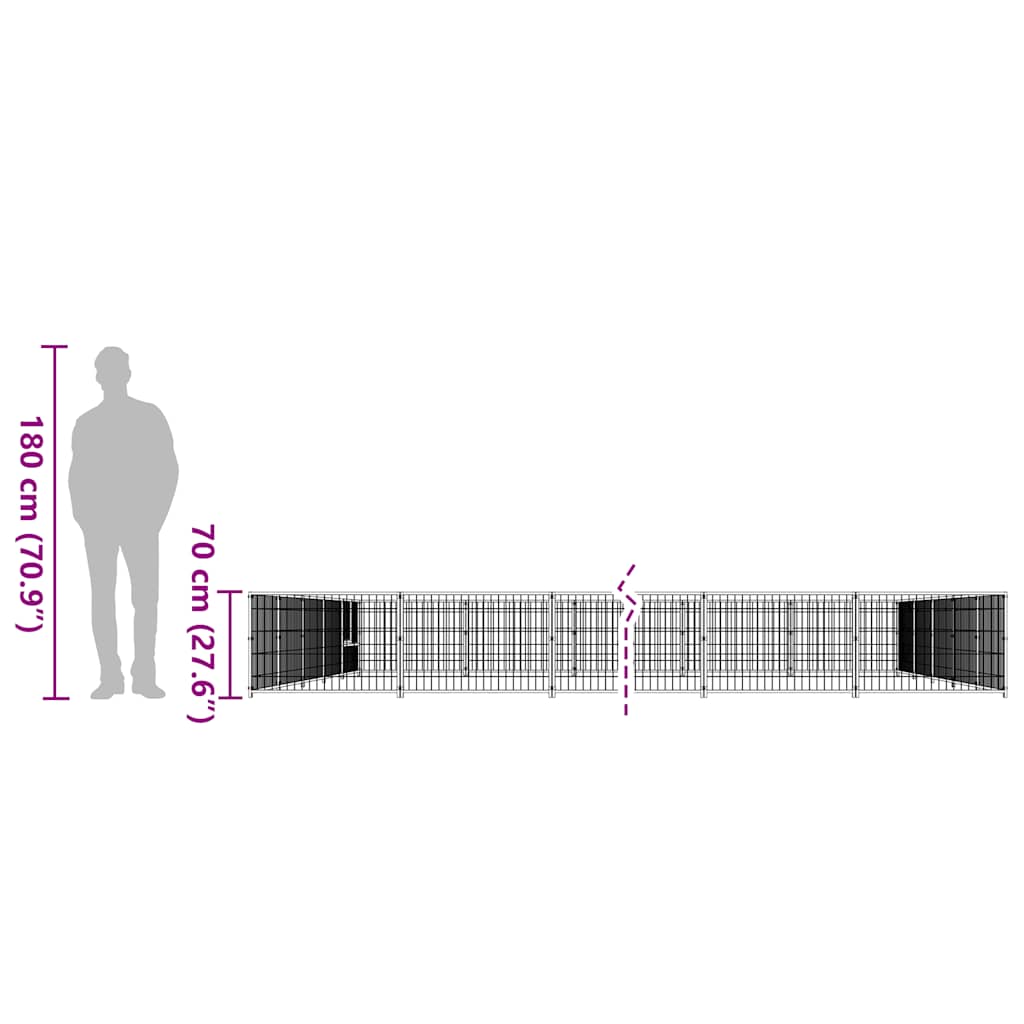 Gabbia per Cani Nera 45 m² in Acciaio 3082161