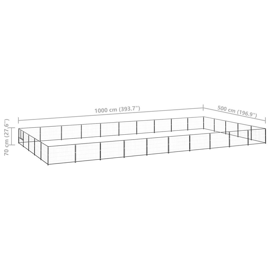 Cuccia da esterno gabbia recinto parco animali cane nero 50 m² acciaio 02_0000541