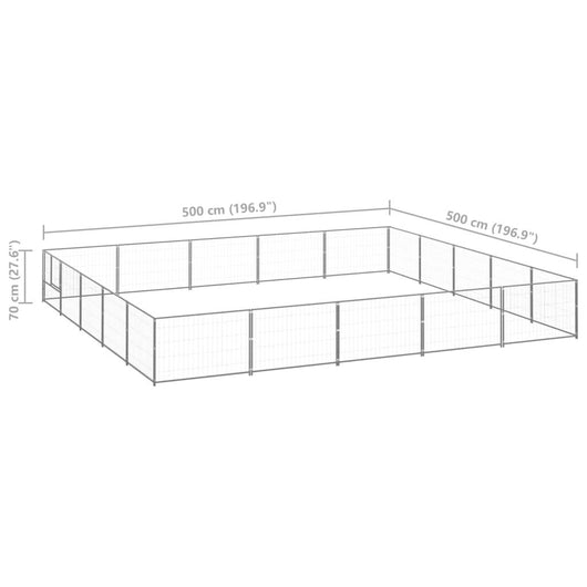 Cuccia da esterno gabbia per cani parco animali argento 25 m² acciaio 02_0000258