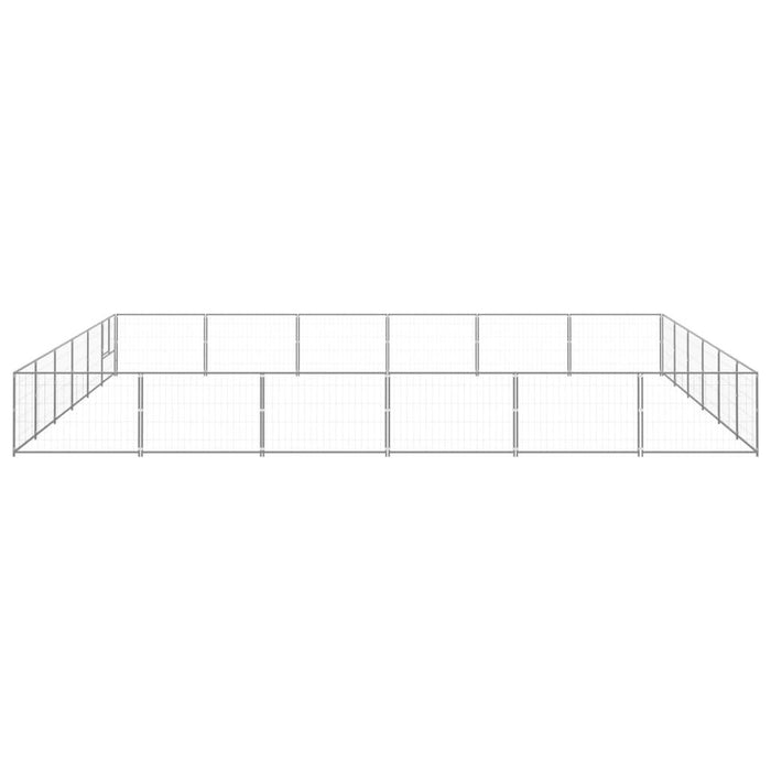 Cuccia da esterno gabbia per cani parco animali argento 36 m² acciaio 02_0000273