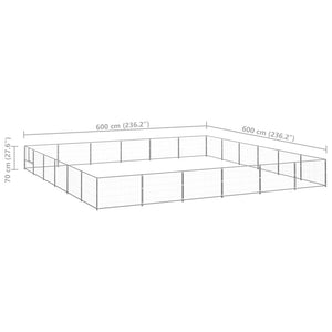 Cuccia da esterno gabbia per cani parco animali argento 36 m² acciaio 02_0000273