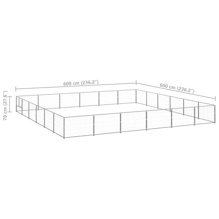 Cuccia da esterno gabbia per cani parco animali argento 36 m² acciaio 02_0000273
