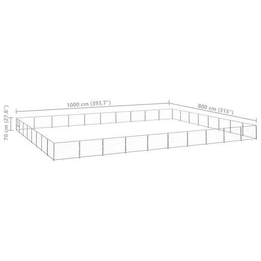 Cuccia da esterno gabbia per cani parco animali argento 80 m² acciaio 02_0000305