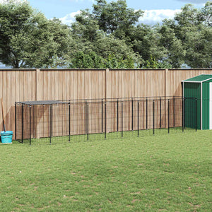 Gabbia per Cani Nera 6,05 m² in Acciaio 3082201