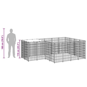 Gabbia per Cani Nera 6,05 m² in Acciaio 3082205