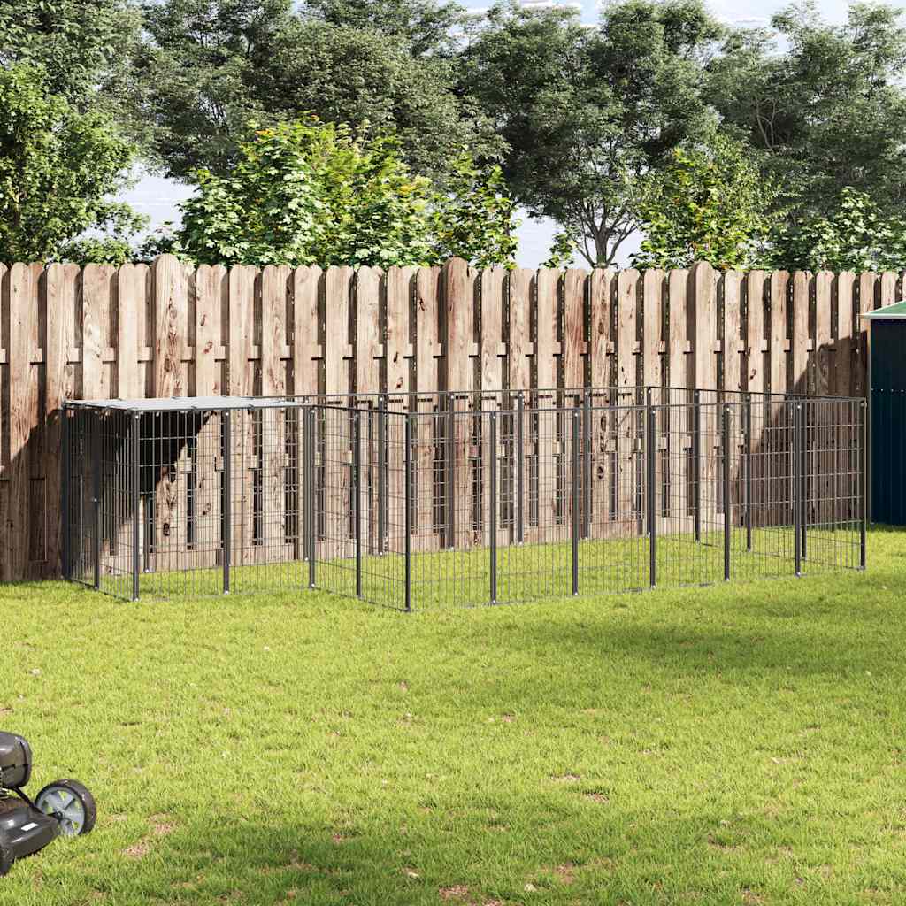 Gabbia per Cani Nera 8,47 m² in Acciaio 3082206