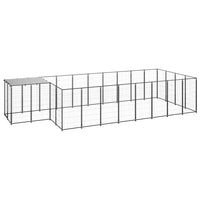 Cuccia da esterno gabbia per cani parco animali 10,89 m² 110 cm acciaio nero 02_0000486