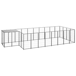 Cuccia da esterno gabbia per cani parco animali 10,89 m² 110 cm acciaio nero 02_0000486