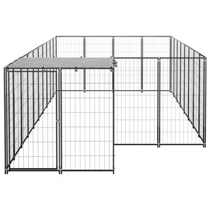 Cuccia da esterno gabbia per cani parco animali 10,89 m² 110 cm acciaio nero 02_0000486