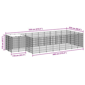 Gabbia per Cani Nera 10,89 m² in Acciaio 3082207