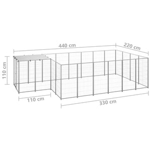 Cuccia da esterno gabbia per cani parco animali argento 8,47 m² acciaio 02_0000303