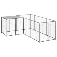 Cuccia da esterno gabbia per cani parco animali 4,84 m²110 cm acciaio nero 02_0000533