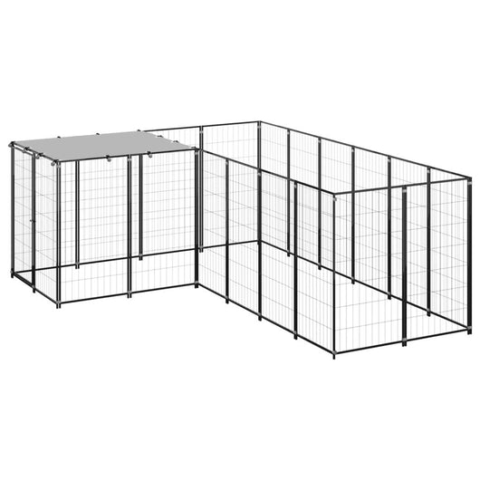 Cuccia da esterno gabbia per cani parco animali 4,84 m²110 cm acciaio nero 02_0000533