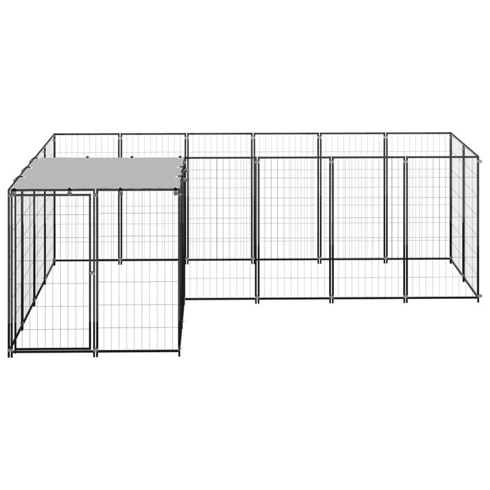 Cuccia da esterno gabbia per cani parco animali 4,84 m²110 cm acciaio nero 02_0000533