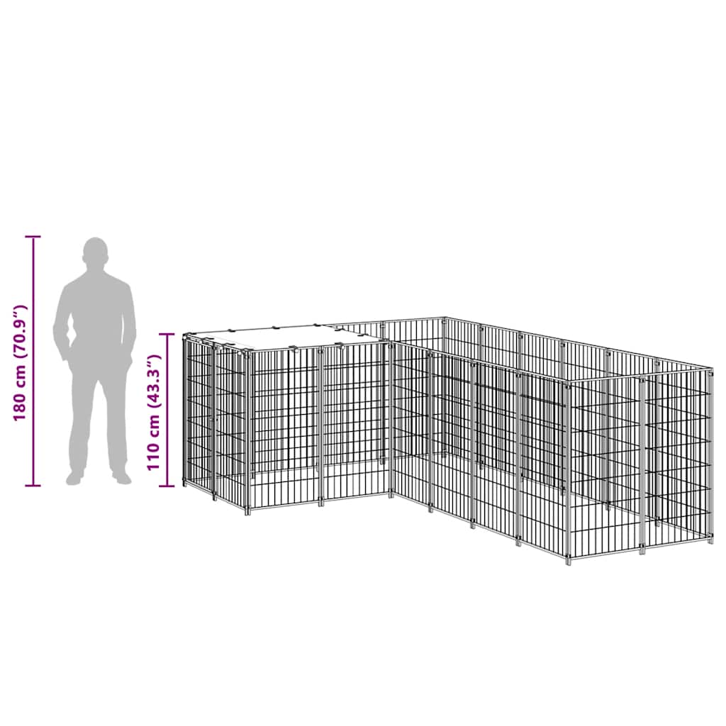 Gabbia per Cani Nera 4,84 m² in Acciaio 3082211