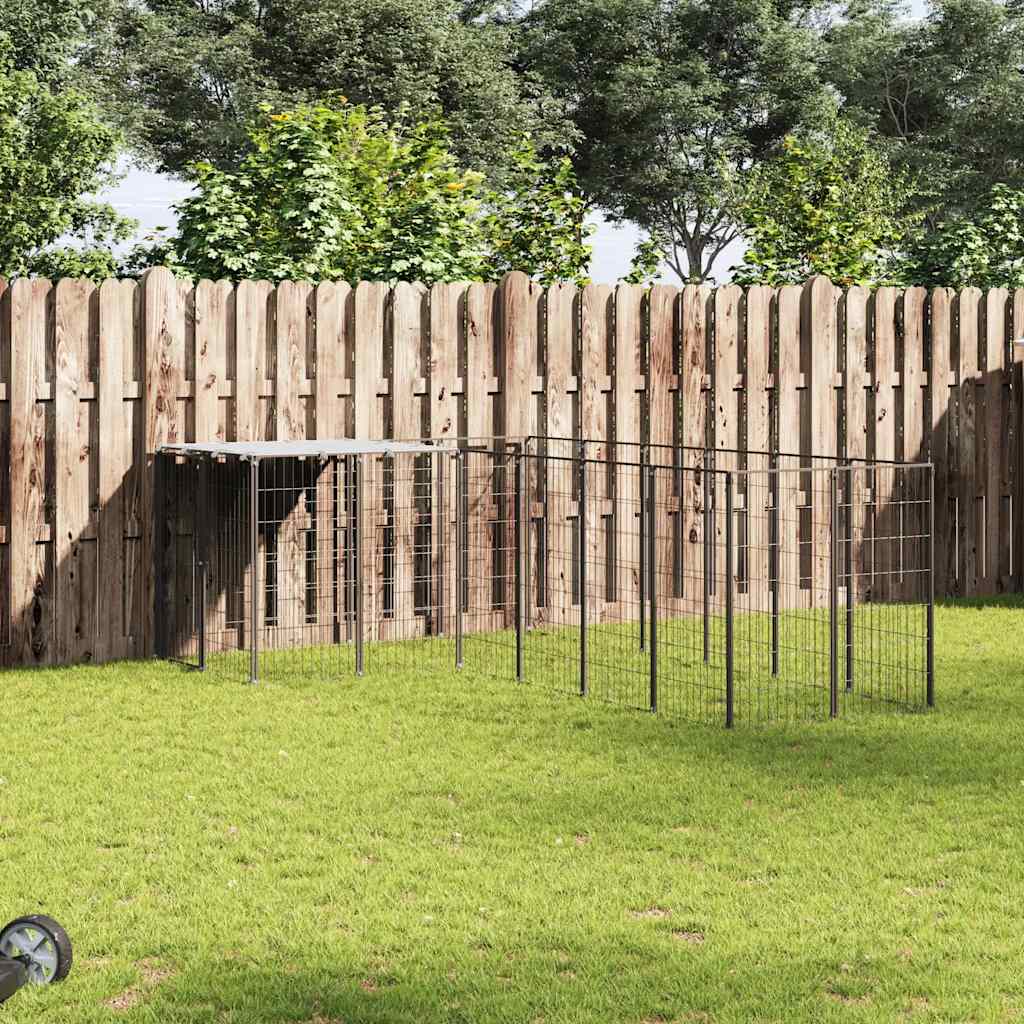 Gabbia per Cani Nera 8,47 m² in Acciaio 3082212