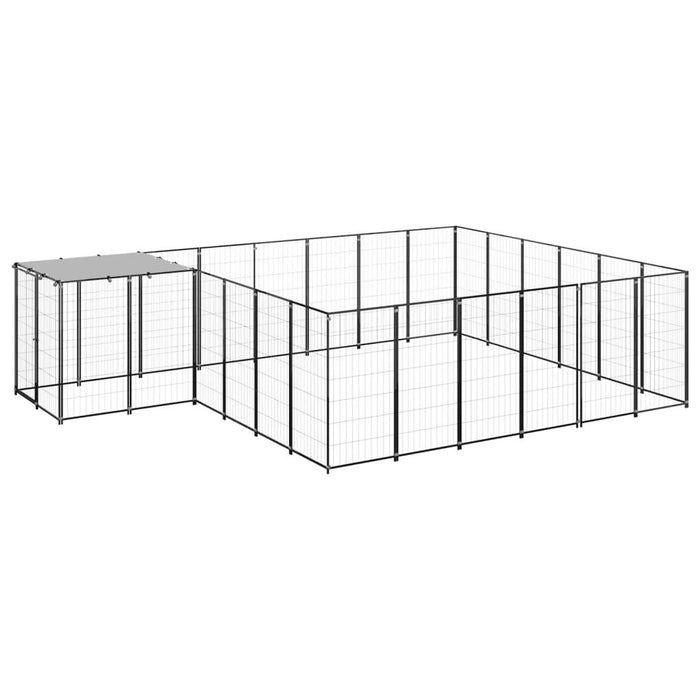Cuccia da esterno gabbia recinto per animali box per cani 12,1 m² 110 cm acciaio nero 02_0000493