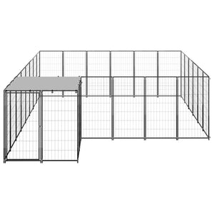 Cuccia da esterno gabbia recinto per animali box per cani 12,1 m² 110 cm acciaio nero 02_0000493
