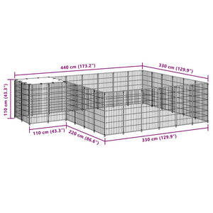 Gabbia per Cani Nera 12,1 m² in Acciaio 3082213