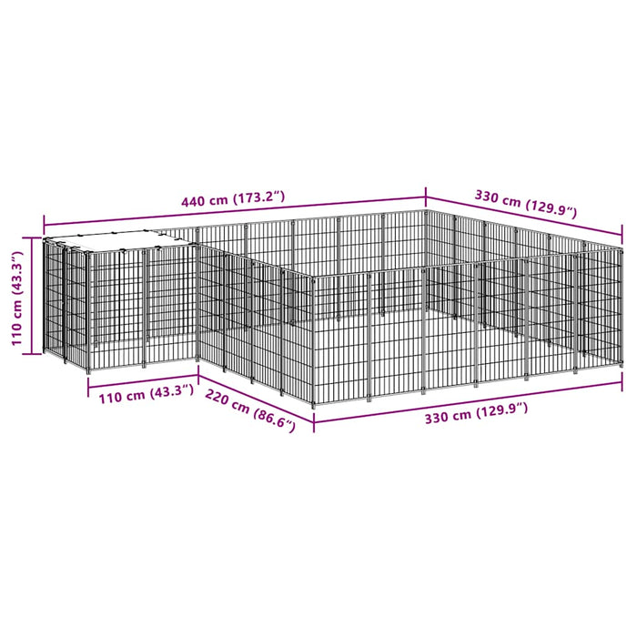Gabbia per Cani Nera 12,1 m² in Acciaio 3082213
