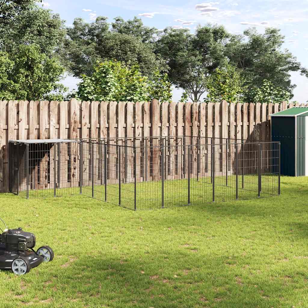 Gabbia per Cani Nera 12,1 m² in Acciaio 3082213