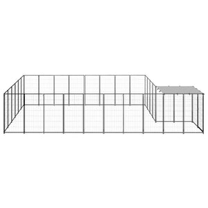 Cuccia da esterno gabbia per cani parco animali 15,73 m² 110 cm acciaio nero 02_0000497