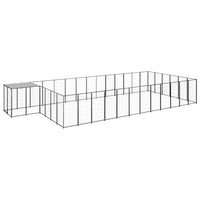 Cuccia da esterno gabbia per cani parco animali 22,99 m² acciaio nero 02_0000510