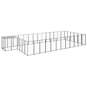 Cuccia da esterno gabbia per cani parco animali 22,99 m² acciaio nero 02_0000510