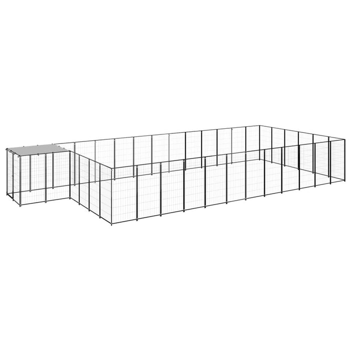 Cuccia da esterno gabbia per cani parco animali 22,99 m² acciaio nero 02_0000510