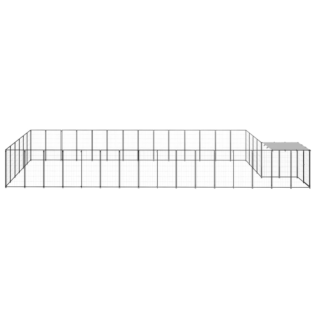 Gabbia per Cani Nera 26,62 mÂ² in Acciaio