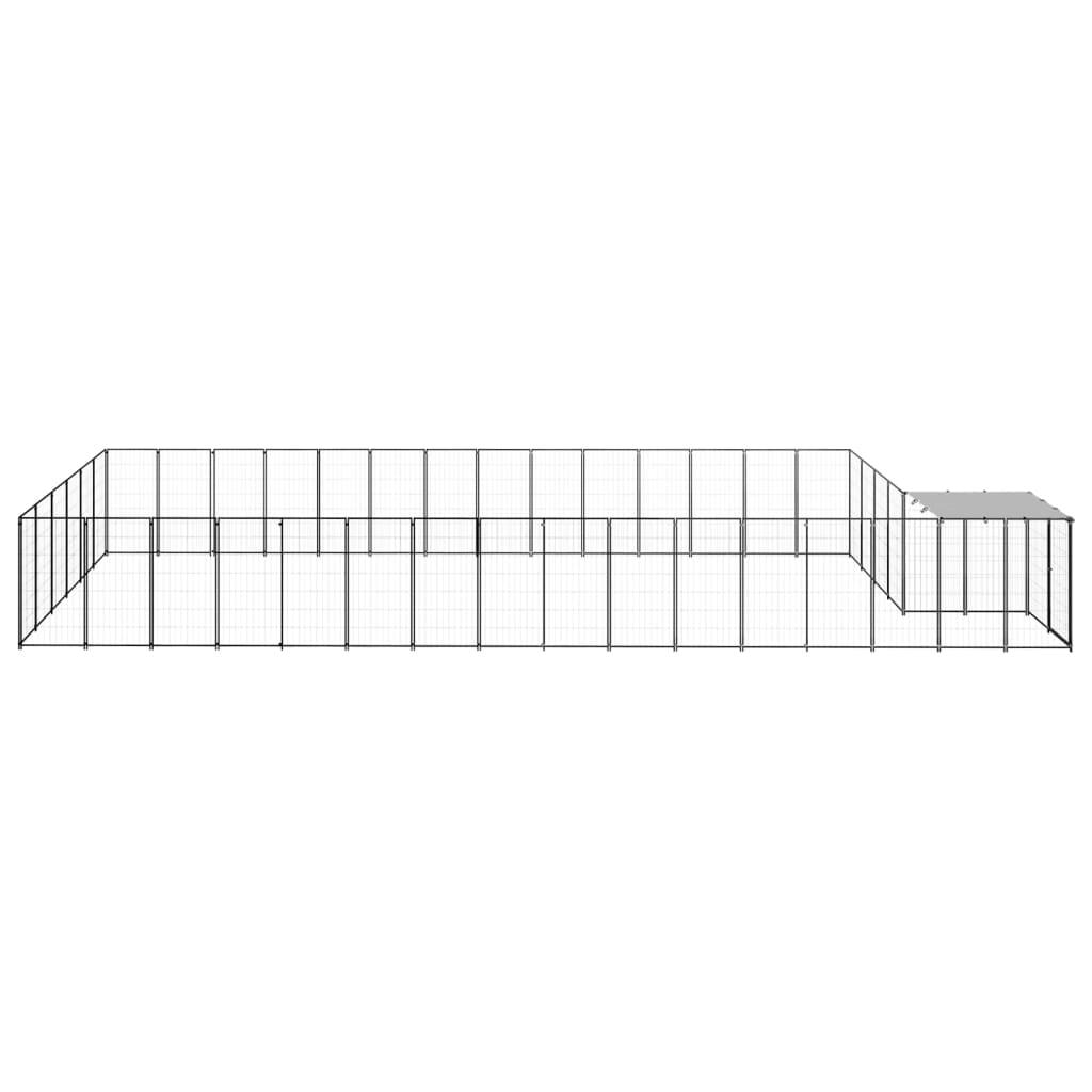 Cuccia da esterno gabbia per cani parco animali 26,62 m² 110 cm acciaio nero 02_0000516